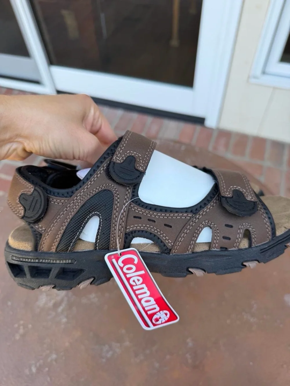 NEW men’s Coleman brown hiking outdoor walking sandals with adjustable straps